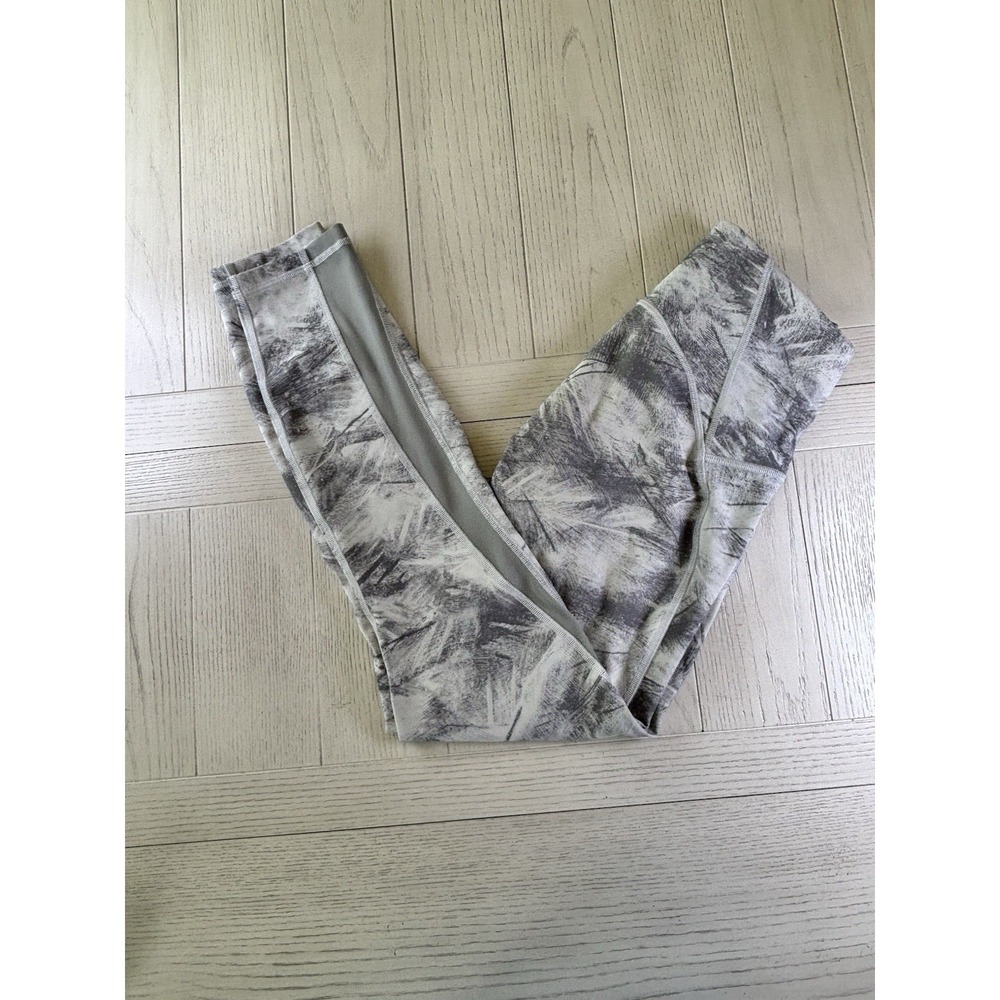 Lululemon High Rise Leggings Size 6 Gray Abstract Print Athletic Yoga EUC